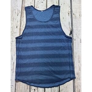 Lululemon Metal Tech Tank Top Shirt Mens Small? Blue Striped Performance Mesh